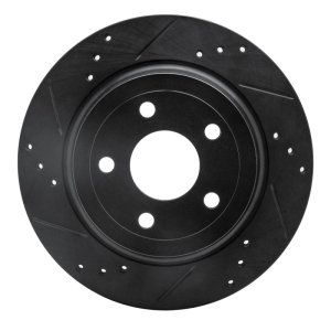 Chevrolet Cobalt Brake Rotor (1) - Rear Left - R1 Concepts - Drilled & Slotted - Black - `08-`10